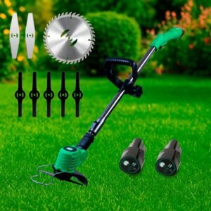 Roçadeira aparador cortador de grama elétrico bivolt 110v/220v 2 baterias recarregável kit completo