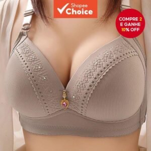 Soutien feminino push up plus tamanho copa cheia ajustável peito elevação suporte superior costas sem anel de aço