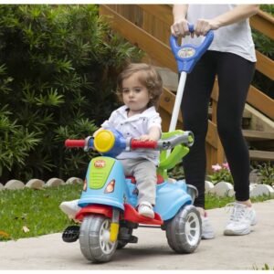 Carrinho de passeio maral avespa menino e menina triciclo infantil com haste empurrar pedal proteção lateral