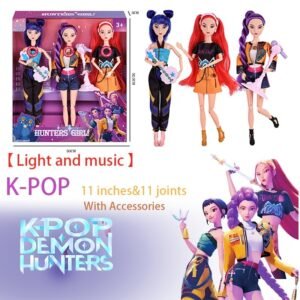 【luz & música】k-pop demon hunters conjunto de brinquedos para bonecas 11 polegadas e articulações zoey mira rumi