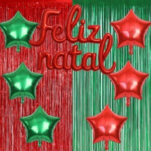Kit festa natal cortina balões feliz papai noel arvore sino bota decoração comemoração