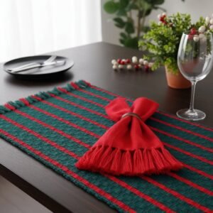 Kit jogo americano 6 lugares com franja, algodão. decoração natal mesa posta.tear mineiro boho chic.