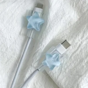 Coreia bonito 3d oceano estrelas mudança carregador protetor capa linha protetores organizador enrolador acessórios