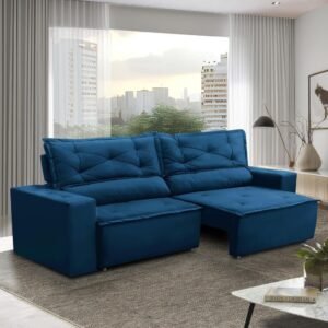 Sofá retrátil e reclinável 3 lugares com molas 1,80m livia suede adonai estofados