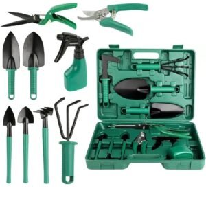 Kit para jardinagem jardim jogo ferramentas grama corta galhos maleta pás poda 10 peças com