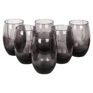 Jogo 6 copos aruba vidro fumê luxo 465ml cinza nadir