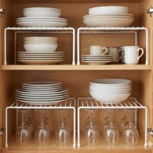 Kit organizadores de armario aramado cozinha prateleira pratos copos armário
