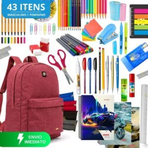 Material escolar completo kit estojo masculino volta as aulas 2026 borracha