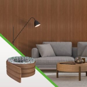 Painel ripado laminado autocolante cor cinamomo linha madeto meu rodapé | envio full