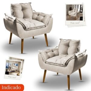 Kit 2 poltrona - decorativa com puff amamentação opala