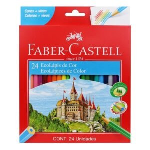 Lápis de cor faber-castell 24 cores escolar desenho pintura sextavado original