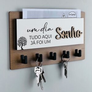 Porta chaves decorativo 05 ganchos em mdf