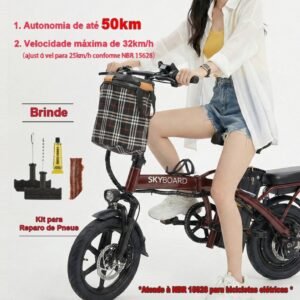 👍🔥upgrade de garantia skyboard bicicleta elétrica dobrável bivolt 48v15ah autonomia 45km farol led suporte celular