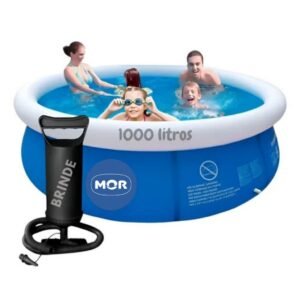 Piscina redonda de 1000 litros mor / sun way com borda inflável infantil e adulto bomba brinde