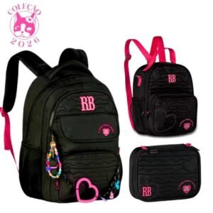 Kit rebecca bonbon mochila lancheira e estojo, só rb