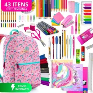 Kit material escolar feminino completo volta as aulas 2026 menina com sem mochila estojo