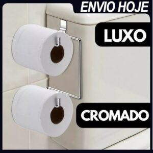 Suporte papel higiênico duplo para caixa acoplada cromado