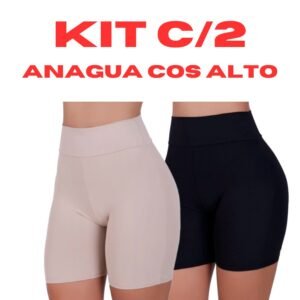 Kit 2 short anágua modeladora cintura alta segunda pele térmica cos alto maternidade