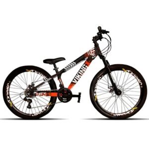 Mountain bike vikingx tuff25 aro 26 13 21v freios de disco mecânico cor roxo/laranja