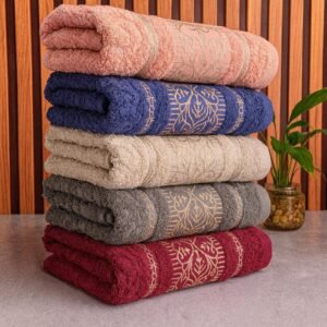 Jogo 5 toalhas de rosto luxo premium grossa e bordada felpuda 48x76cm ultra macia 100% algodão puro