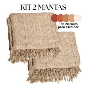Kit 2 mantas decorativas para sofá luxuosa tamanho 210x120 tecido 100% algodão casa nova elegante