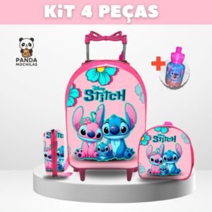 Kit mochila escolar stitch + lancheira estojo