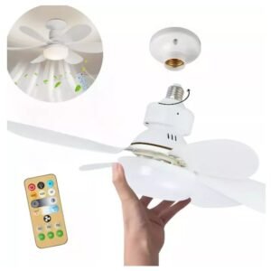 Ventilador teto com lâmpada led luminária 60w e27 3 velocidades bivolt 6 pás