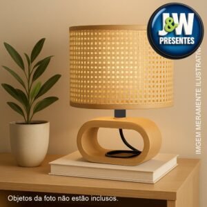 Abajur de mesa c/ base madeira para mesa, luminária cabeceira p/ sala estar, quarto