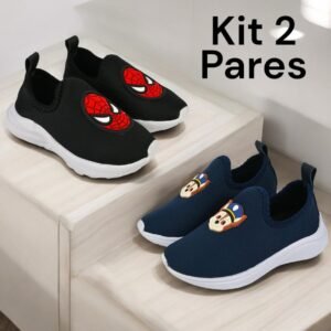 Kit 2 par tênis infantil menino escolar masculino volta as aulas