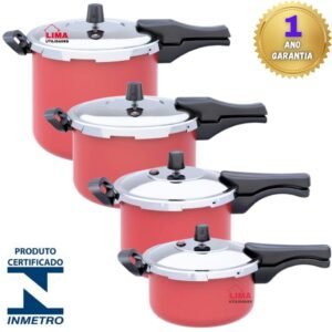 Panela de pressão vermelha fechamento externo 3 - 4,5 7 10 litros selo inmetro garantia 1 ano