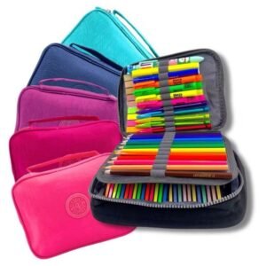 Estojo escolar feminino/ masculino box juvenil martelasse organizador grande jumbo 2 compartimentos