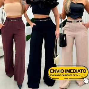 Calça social feminina zara modelo pantalona alfaiataria com cinto lançamento moda luxo blogueira elegante