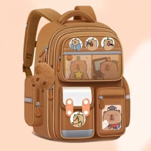 Mochila de capybara com estampa desenho animado - grande capacidade, leve e durável vários bolsos, alças ajustáve