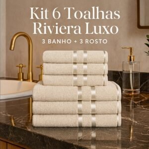 Kit 6 toalhas riviera luxo 3 banho + rosto | 100% algodão