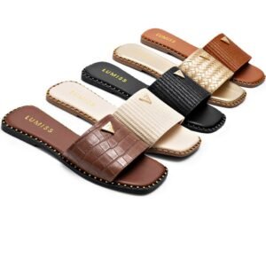 Sandália rasteira feminina lumiss confortável juta bico quadrado