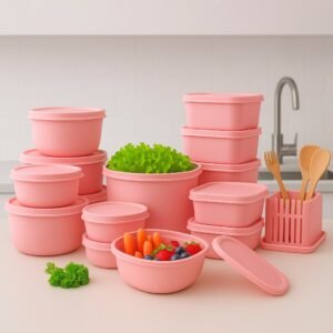 Kit com 15 potes plásticos herméticos para cozinha | livre de bpa também disponível em 8