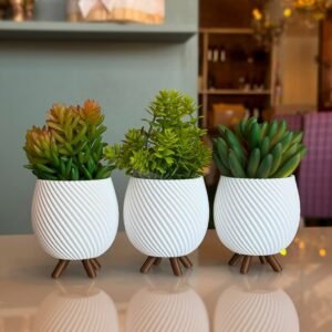 Trio de vasos cachepot minimalista pezinho vasinho sala decoração delicada para plantinhas