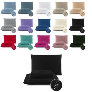 Kit lençol cama casal queen king 400 fios micropercal 03 peças ponto palito berço solteiro 02