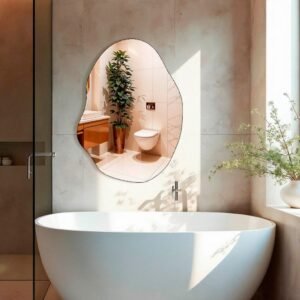 Espelho pinterest retrô lapidado orgânico 55x75cm de parede minimalista banheiro hall entrada lavabo