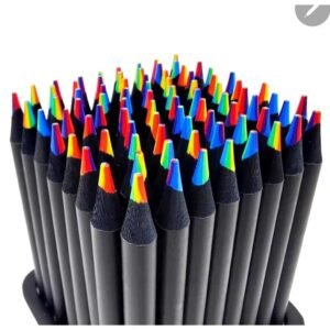 Lápis de cor arco-íris kit com 3 unidades - 7 cores em 1 para colorir corpo preto ou prata pintura criança