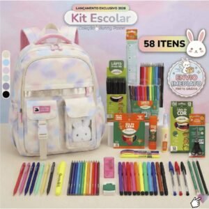 Kit material escolar mochila volta as aulas escola