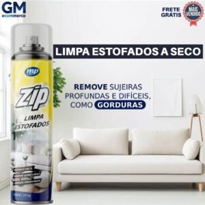 Limpa estofados zip clean 300ml – espuma mágica a seco | remove manchas rápido p/ sofá e carro