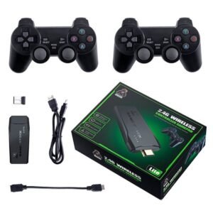 Videogame stick 10mil 2 controles sem fio console portatil jogos retro antigo
