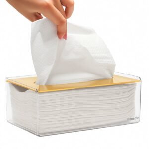 Suporte para papel toalha tampa espelhada | porta lenço dourado