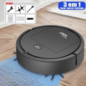Robô aspirador inteligente 3 em 1 limpeza doméstica silencioso casa com pets e4