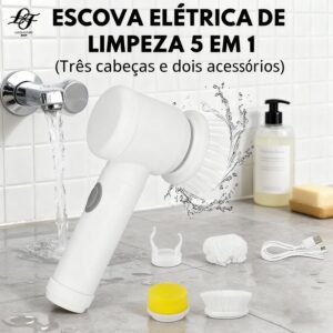 Escova de limpeza elétrica 5 em 1: a solução completa para cozinha, banheiro e sapatos