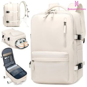 Mochila de viagem feminina multifuncional impermeável reforçada expansível para trilha esportiva