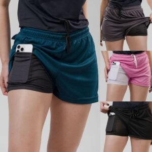Shorts corrida esportivo dry - fit 2x1 feminino