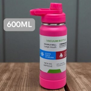 Garrafa térmica 600ml bebida quente e fria em inox com alça antivazamento