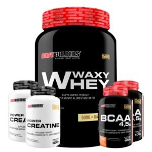 Kit waxy whey 900g + 2x bcaa 100g creatina